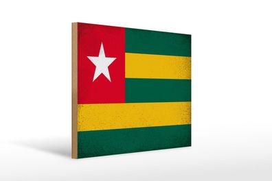 Holzschild Flagge Togo 40x30 cm Flag of Togo Vintage Deko Schild wooden sign