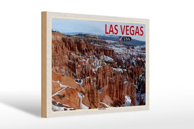 Holzschild Reise 30x20 cm Las Vegas USA Bryce Canyon Deko Schild wooden sign