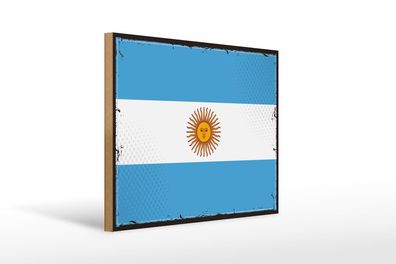 Holzschild Flagge Argentinien 40x30 cm Retro Flag Argentina Schild wooden sign