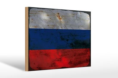 Holzschild Flagge Russland 30x20 cm Flag of Russia Rost Deko Schild wooden sign