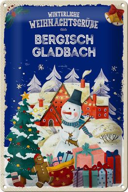 Blechschild Weihnachtsgrüße aus Bergisch Gladbach Geschenk tin sign 20x30 cm