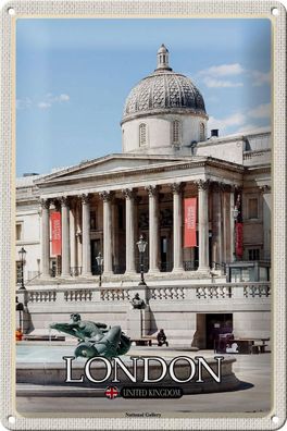 Blechschild Reise London England UK National Gallery 20x30 cm Schild tin sign