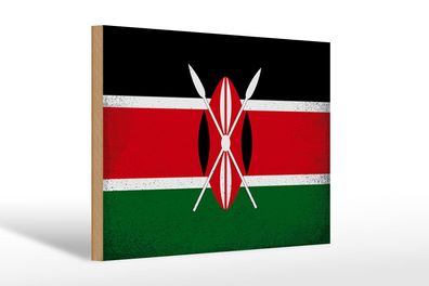 Holzschild Flagge Kenia 30x20 cm Flag of Kenya Vintage Deko Schild wooden sign