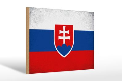Holzschild Flagge Slowakei 30x20cm Flag Slovakia Vintage Deko Schild wooden sign