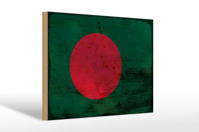Holzschild Flagge Bangladesch 30x20 cm Bangladesh Rost Deko Schild wooden sign