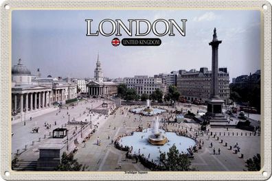 Blechschild Reise Trafalgar Square London UK 30x20 cm Deko Schild tin sign