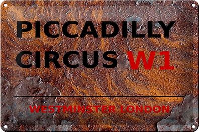 Blechschild London 30x20 cm Westminster Piccadilly Circus W1 Deko Schild tin sign