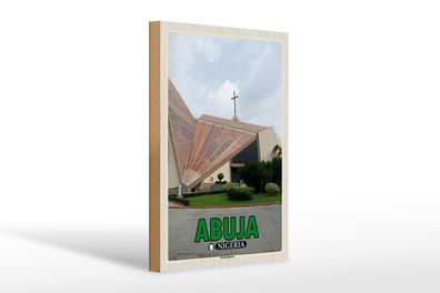 Holzschild Reise 20x30 cm Abuja Nigeria Nationalkirche Deko Schild wooden sign