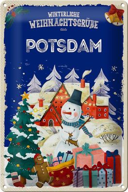 Blechschild Weihnachtsgrüße aus Potsdam Geschenk Deko Schild tin sign 20x30 cm