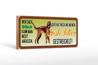 Holzschild Spruch 27x10 cm Irish Setter Hund gestreichelt Schild wooden sign