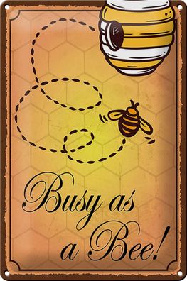Blechschild Spruch 20x30 cm Busy as a bee Biene Honig Imker Deko Schild tin sign