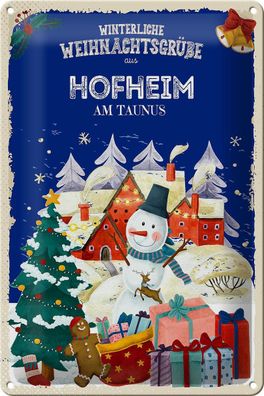 Blechschild Weihnachtsgrüße Hofheim AM TAUNUS Geschenk Deko tin sign 20x30 cm