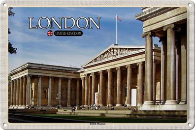 Blechschild Reise British Museum London England 30x20 cm Deko Schild tin sign