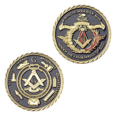 Freimaurer/ Freemason Medaille vergoldet mit Farbe (Med703)