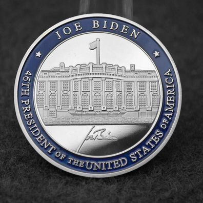 Joe Biden Medaille Amerika Neusilber mit Farbe (Med713)