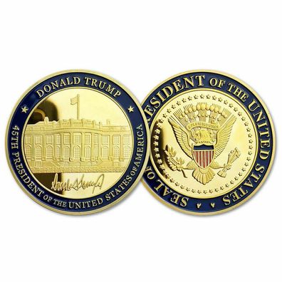 Joe Biden Medaille Amerika vergoldet mit Farbe (Med714)