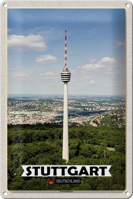 Blechschild Städte Stuttgart Fernsehturm Stadt 20x30 cm Deko Schild tin sign