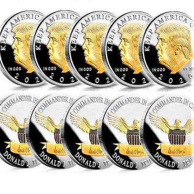5 Stück 2020 Donald Trump Medaille Amerika Silber und Gold Plated (Med724)