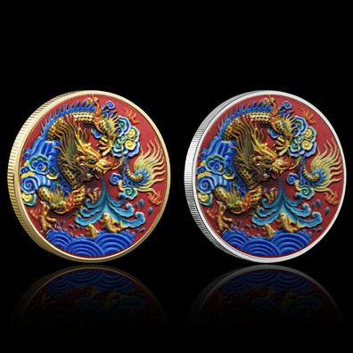 2 Medaillen Chinesischer Drache, China Drache, mit 12 Sternzeichen (Med521)