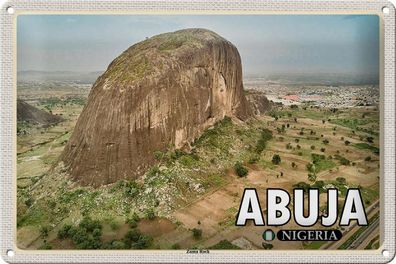 Blechschild Reise 30x20 cm Abuja Nigeria Zuma Rock Felsformation tin sign