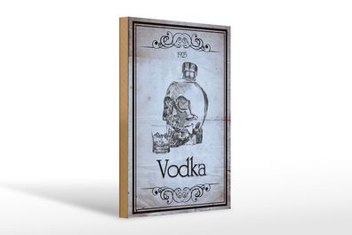 Holzschild Alkohol 20x30 cm 1925 Vodka Totenkopf Holz Deko Schild wooden sign