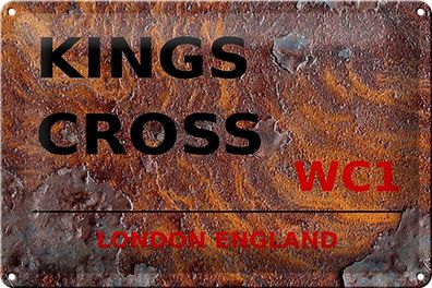 Blechschild London 30x20 cm England Kings Cross WC1 Rost Deko Schild tin sign