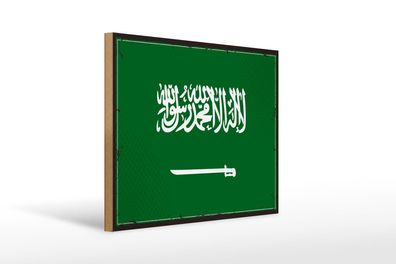 Holzschild Flagge Saudi-Arabien 40x30cm Retro Saudi Arabia Schild wooden sign