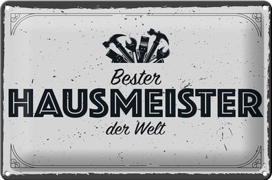 Blechschild Spruch 30x20 cm Bester Hausmeister der Welt Deko Schild tin sign