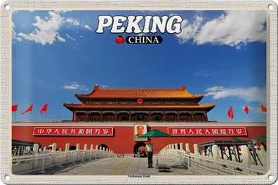 Blechschild Reise 30x20 cm Peking China Verbotene Stadt Deko Schild tin sign