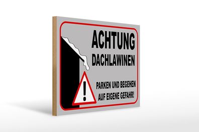 Holzschild Hinweis 40x30 cm Achtung Dachlawinen Gefahr Deko Schild wooden sign