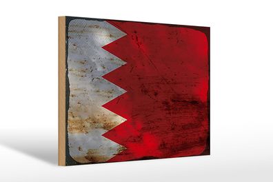 Holzschild Flagge Bahrain 30x20 cm Flag of Bahrain Rost Deko Schild wooden sign