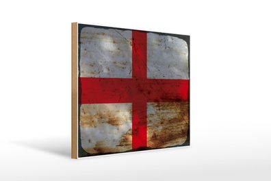 Holzschild Flagge England 40x30 cm Flag of England Rost Deko Schild wooden sign