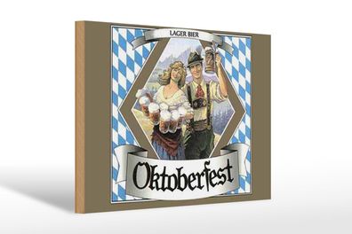 Holzschild Spruch 30x20 cm Oktoberfest Lager Bier Bayern Deko Schild wooden sign
