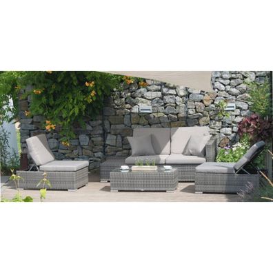 Garten Lounge Sitzgruppe Relax Sofa + Tisch + Sessel Terrasse Möbel Rattan Optik