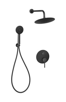 Komplettes Duschsystem DAFNI Unterputz Armatur Wasserhahn mit Kopfbrause in Schwarz