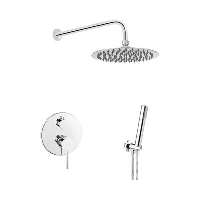 Komplettes Duschsystem DAFNI Unterputz Armatur Wasserhahn mit Kopfbrause in Silber