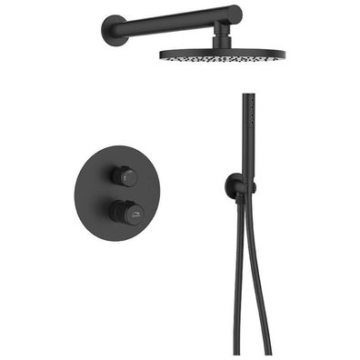 Komplettes Duschsystem PRETTO Unterputz Armatur Wasserhahn mit Kopfbrause in Schwarz