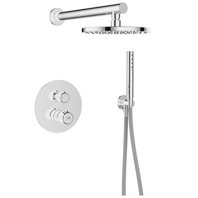 Komplettes Duschsystem PRETTO Unterputz Armatur Wasserhahn mit Kopfbrause in Silber
