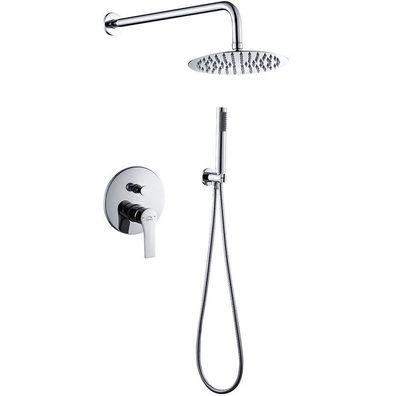 Komplettes Duschsystem RAILA Unterputz Armatur Wasserhahn mit Kopfbrause in Silber