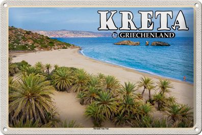Blechschild Reise 30x20 cm Kreta Griechenland Strand von Vai Schild tin sign
