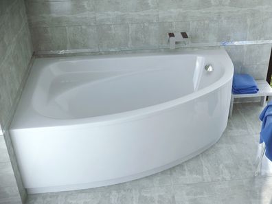 Badewanne Eckwanne Acryl CORNEA 140x80 Links Weiß | Ablauf & Füße GRATIS !