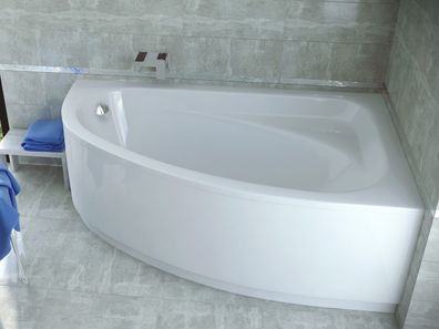 Badewanne Eckwanne Acryl CORNEA 140x80 Rechts AcrylSchürze | Ablauf & Füße GRATIS !
