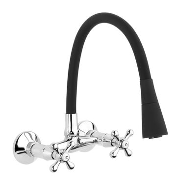 Küchenarmatur Wasserhahn ROMA Küchenmischer mit flexiblen Auslauf Küche Schwarz