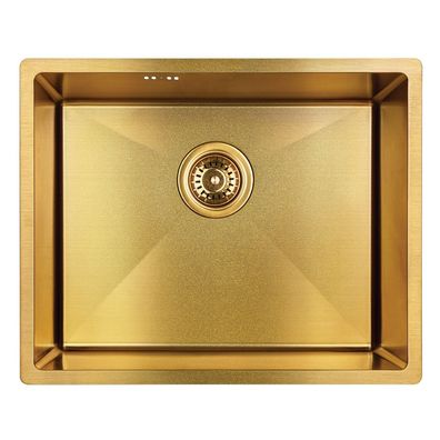 Spülbecken Einzelbecken aus Stahl Marmara 44x54 Gold | Siphon im SET!