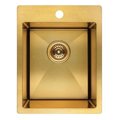Spülbecken Einzelbecken aus Stahl Marmara 48x37,5 Gold | Siphon im SET!