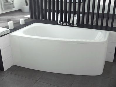 Badewanne Eckwanne Acryl LUNA 150x80 Links AcrylSchürze | Ablauf & Füße GRATIS !
