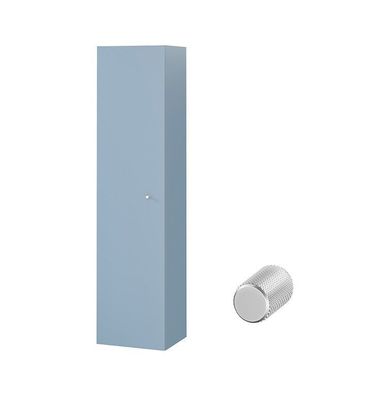 Badezimmer Hochhängeschrank Hochschrank LARGA 160 Blau, Silber Knopf mit Spiegel