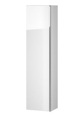 Badezimmer Hochhängeschrank Hochschrank VIRGO 160 Weiß, Silber Griffe mit Spiegel