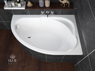 Badewanne Eckwanne Acryl Standard 130x85 Rechts Weiß Styropor | Ablauf & Füße GRATIS!