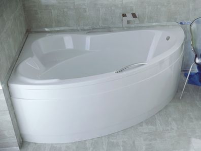 Badewanne Eckwanne ADA 140x90 Links Acrylschürze Handgriffen | Ablauf & Füße GRATIS!